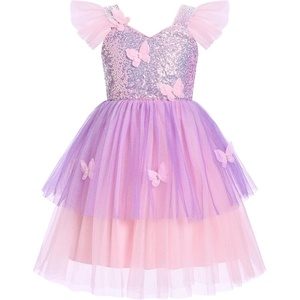 image:imageIDOPIP Toddler Baby Girls Shiny Butterfly Tutu Dress Princess Birthday Party Pageant Flower Girl Wedding Tulle Dresses 26TPurple
