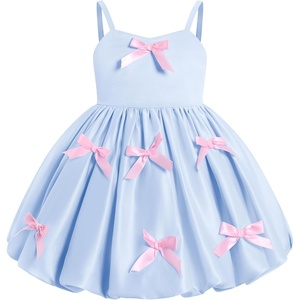 image:imageIDOPIP Toddler Girls Pink Bow Birthday Dress BubbleHem Princess Flower Girl Wedding Pageant Formal Party Dresses Photo ShootBlue