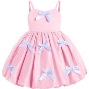 image:imageIDOPIP Toddler Girls Pink Bow Birthday Dress BubbleHem Princess Flower Girl Wedding Pageant Formal Party Dresses Photo ShootPink