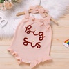 image:imageIDOPIP Baby Girls Embroidered Romper First Birthday Outfit Little Big Sister Knit Sweater Romper Cake Smash Photo Shoot DressPink  Big Sis