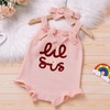 image:imageIDOPIP Baby Girls Embroidered Romper First Birthday Outfit Little Big Sister Knit Sweater Romper Cake Smash Photo Shoot DressPink  Little Sis