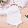 image:imageIDOPIP Baby Girls Embroidered Romper First Birthday Outfit Little Big Sister Knit Sweater Romper Cake Smash Photo Shoot DressWhite One
