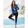 image:imageIDOPIP Modest Swimsuits for Women 2 Piece Long Sleeve Rash Guard Shirt Pants UPF 50 Full Body Muslim Burkini Bathing SuitsBlue Leaves