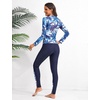 image:imageIDOPIP Modest Swimsuits for Women 2 Piece Long Sleeve Rash Guard Shirt Pants UPF 50 Full Body Muslim Burkini Bathing SuitsBlue Tree