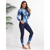 image:imageIDOPIP Modest Swimsuits for Women 2 Piece Long Sleeve Rash Guard Shirt Pants UPF 50 Full Body Muslim Burkini Bathing SuitsBlue Tree