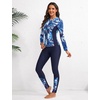 image:imageIDOPIP Modest Swimsuits for Women 2 Piece Long Sleeve Rash Guard Shirt Pants UPF 50 Full Body Muslim Burkini Bathing SuitsBlue Tree