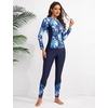 image:imageIDOPIP Modest Swimsuits for Women 2 Piece Long Sleeve Rash Guard Shirt Pants UPF 50 Full Body Muslim Burkini Bathing SuitsBlue Tree