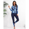image:imageIDOPIP Modest Swimsuits for Women 2 Piece Long Sleeve Rash Guard Shirt Pants UPF 50 Full Body Muslim Burkini Bathing SuitsBlue Tree