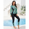 image:imageIDOPIP Modest Swimsuits for Women 2 Piece Long Sleeve Rash Guard Shirt Pants UPF 50 Full Body Muslim Burkini Bathing SuitsGreen Leaves