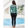 image:imageIDOPIP Modest Swimsuits for Women 2 Piece Long Sleeve Rash Guard Shirt Pants UPF 50 Full Body Muslim Burkini Bathing SuitsGreen Leaves