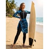 image:imageIDOPIP Muslim Burkini Swimsuit for Women One Piece Swimsuit Tummy Control Print Long Sleeve Rash Guard Modest Bathing SuitBlackblue