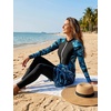 image:imageIDOPIP Muslim Burkini Swimsuit for Women One Piece Swimsuit Tummy Control Print Long Sleeve Rash Guard Modest Bathing SuitBlackblue