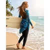 image:imageIDOPIP Muslim Burkini Swimsuit for Women One Piece Swimsuit Tummy Control Print Long Sleeve Rash Guard Modest Bathing SuitBlackblue