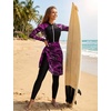 image:imageIDOPIP Muslim Burkini Swimsuit for Women One Piece Swimsuit Tummy Control Print Long Sleeve Rash Guard Modest Bathing SuitBlackred