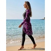 image:imageIDOPIP Muslim Burkini Swimsuit for Women One Piece Swimsuit Tummy Control Print Long Sleeve Rash Guard Modest Bathing SuitBlackred