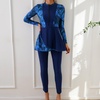 image:imageIDOPIP Muslim Swimsuits for Women Modest Burkini Swimwear Long Sleeve Rash Guard with Pants 2PCS Full Coverage Bathing SuitNavy Blue