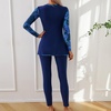 image:imageIDOPIP Muslim Swimsuits for Women Modest Burkini Swimwear Long Sleeve Rash Guard with Pants 2PCS Full Coverage Bathing SuitNavy Blue