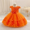 image:imageIDOPIP Toddler Girl Flower Girl Dress Lace Tulle Tutu Ball Gown for Wedding Birthday Baptism Photoshoot 15 YearsOrange