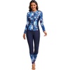 image:imageIDOPIP Modest Swimsuits for Women 2 Piece Long Sleeve Rash Guard Shirt Pants UPF 50 Full Body Muslim Burkini Bathing SuitsBlue Tree