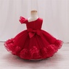 image:imageIDOPIP Toddler Flower Girl Dress for Wedding Girls Lace Sequins Tutu Tulle Princess Birthday Pageant Dress 39 YearsRed