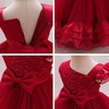image:imageIDOPIP Toddler Flower Girl Dress for Wedding Girls Lace Sequins Tutu Tulle Princess Birthday Pageant Dress 39 YearsRed
