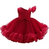 image:imageIDOPIP Toddler Flower Girl Dress for Wedding Girls Lace Sequins Tutu Tulle Princess Birthday Pageant Dress 39 YearsRed