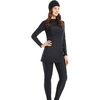 image:imageIDOPIP Womens Muslim Modest Swimsuits Burkini Islamic Swimming Suits 3 Piece Full Coverage Swimwear with Hijab Tops PantsBlack