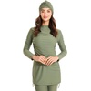 image:imageIDOPIP Womens Muslim Modest Swimsuits Burkini Islamic Swimming Suits 3 Piece Full Coverage Swimwear with Hijab Tops PantsGreen