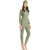 image:imageIDOPIP Womens Muslim Modest Swimsuits Burkini Islamic Swimming Suits 3 Piece Full Coverage Swimwear with Hijab Tops PantsGreen