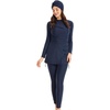 image:imageIDOPIP Womens Muslim Modest Swimsuits Burkini Islamic Swimming Suits 3 Piece Full Coverage Swimwear with Hijab Tops PantsNavy Blue