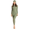 image:imageIDOPIP Womens Muslim Modest Swimsuits Burkini Islamic Swimming Suits 3 Piece Full Coverage Swimwear with Hijab Tops PantsGreen