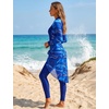 image:imageIDOPIP Muslim Burkini Swimsuit for Women One Piece Swimsuit with Beach Skirt Cover Up 2PCS Rash Guard Modest Bathing SuitBlue