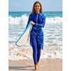 image:imageIDOPIP Muslim Burkini Swimsuit for Women One Piece Swimsuit with Beach Skirt Cover Up 2PCS Rash Guard Modest Bathing SuitBlue