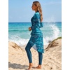 image:imageIDOPIP Muslim Burkini Swimsuit for Women One Piece Swimsuit with Beach Skirt Cover Up 2PCS Rash Guard Modest Bathing SuitGreen