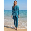 image:imageIDOPIP Muslim Burkini Swimsuit for Women One Piece Swimsuit with Beach Skirt Cover Up 2PCS Rash Guard Modest Bathing SuitGreen