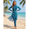 image:imageIDOPIP Muslim Burkini Swimsuit for Women One Piece Swimsuit with Beach Skirt Cover Up 2PCS Rash Guard Modest Bathing SuitGreen