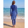 image:imageIDOPIP Muslim Burkini Swimsuit for Women One Piece Swimsuit with Beach Skirt Cover Up 2PCS Rash Guard Modest Bathing SuitNavy Blue