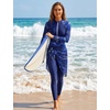 image:imageIDOPIP Muslim Burkini Swimsuit for Women One Piece Swimsuit with Beach Skirt Cover Up 2PCS Rash Guard Modest Bathing SuitNavy Blue