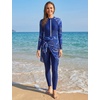 image:imageIDOPIP Muslim Burkini Swimsuit for Women One Piece Swimsuit with Beach Skirt Cover Up 2PCS Rash Guard Modest Bathing SuitNavy Blue