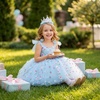 image:imageIDOPIP Flower Girl Dress Toddler Birthday Dress 3D Butterfly Bowknot Tulle Tutu Sundress for Wedding Party Casual 310 YearsBlue