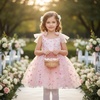 image:imageIDOPIP Flower Girl Dress Toddler Birthday Dress 3D Butterfly Bowknot Tulle Tutu Sundress for Wedding Party Casual 310 YearsPink