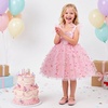 image:imageIDOPIP Flower Girl Dress Toddler Birthday Dress 3D Butterfly Bowknot Tulle Tutu Sundress for Wedding Party Casual 310 YearsPink