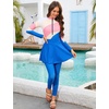 image:imageIDOPIP Muslim Burkini Swimsuits for Womens One Piece Swimsuit with Beach Skirt Pants Rash Guard Set 3PCS Modest Bathing SuitBlue