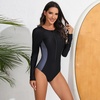 image:imageIDOPIP Womens Long Sleeve Rash Guard One Piece Swimsuit Tummy Control UV Protection Zipper Bathing Suit Surfing SwimwearBlack  Gray