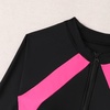 image:imageIDOPIP Womens Long Sleeve Rash Guard One Piece Swimsuit Tummy Control UV Protection Zipper Bathing Suit Surfing SwimwearBlack  Pink