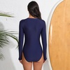 image:imageIDOPIP Womens Long Sleeve Rash Guard One Piece Swimsuit Tummy Control UV Protection Zipper Bathing Suit Surfing SwimwearNavy Blue  Blue