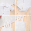 image:imageIDOPIP Baby Boy Formal Suit Outfit 3PCS Romper Bowtie Suspender Shorts for Wedding Tuxedo Baptism Cake Smash Birthday 018MWhite