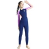 image:imageIDOPIP Girls One Piece Swimsuit Long Sleeve Rash Guard Swimwear UV Protection Full Coverage Bathing Suit for Kids 312 YearsPurple
