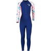 image:imageIDOPIP Girls One Piece Swimsuit Long Sleeve Rash Guard Swimwear UV Protection Full Coverage Bathing Suit for Kids 312 YearsNavy Blue Print