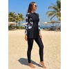 image:imageIDOPIP Muslim Swimsuit for Women Modest Swimwear Burkini 2 Piece Long Sleeve Rash Guard Full Coverage Bathing Suit with PantsBlack